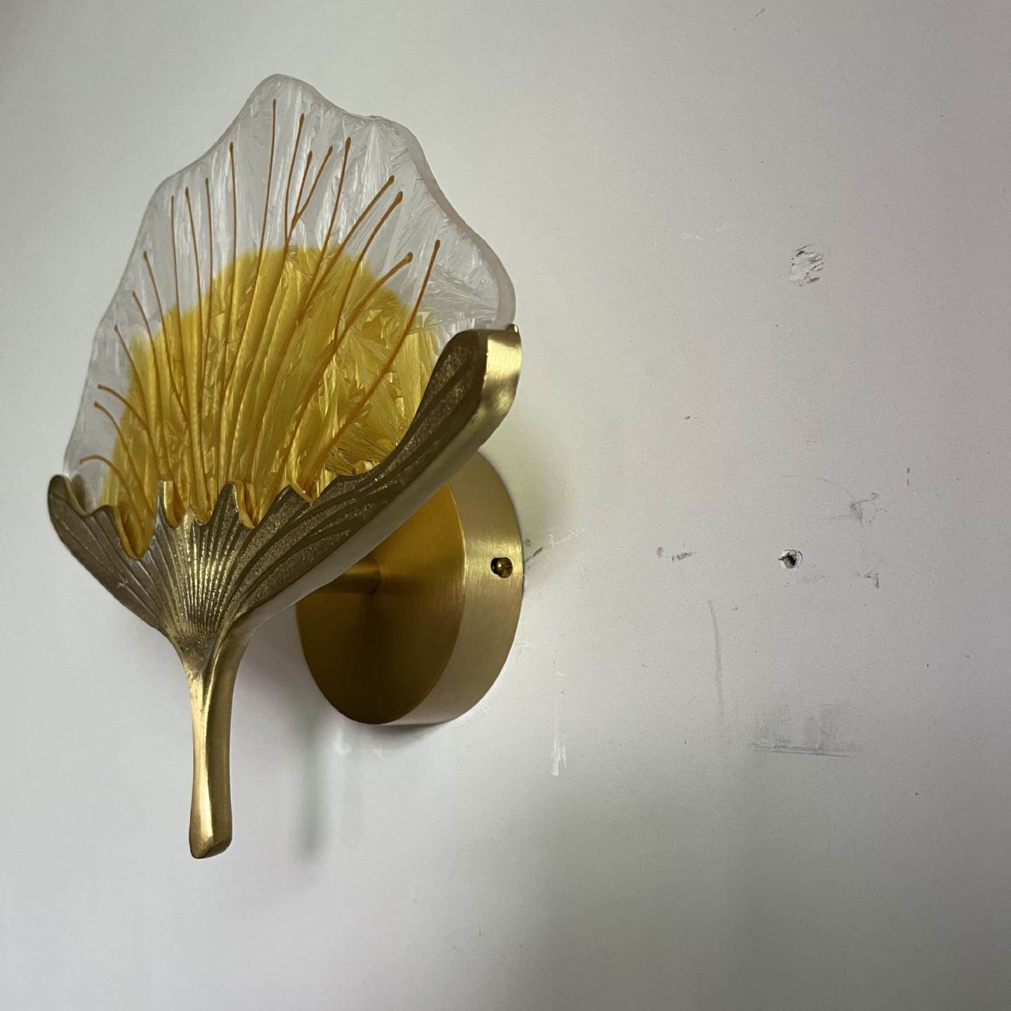 Ginkgo Leaf Copper Glaze Enamel LED Wall Sconce Lamp