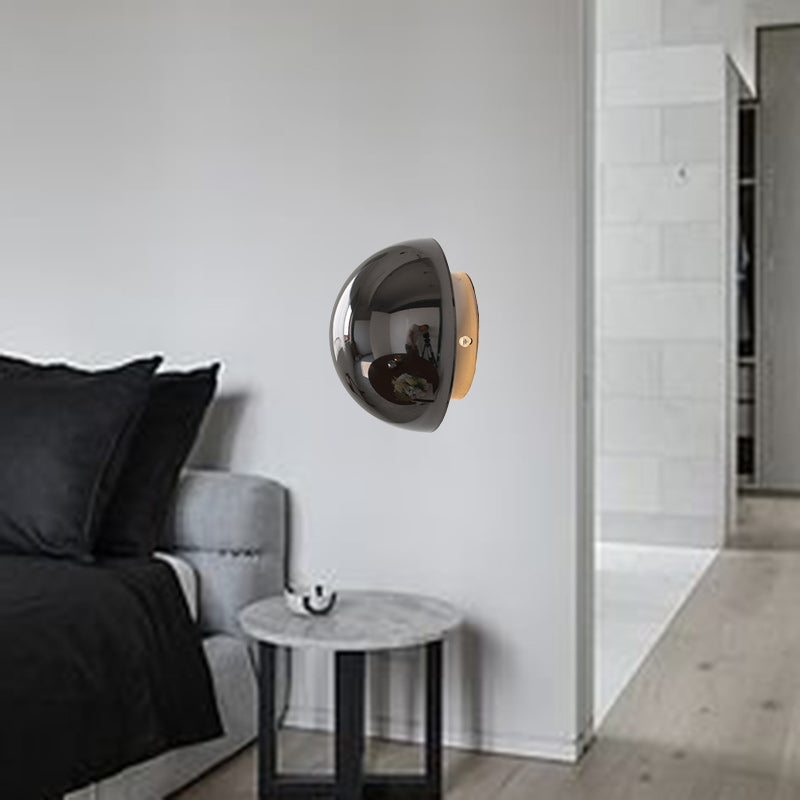 Meteorite Semi-Round Stainless Steel LED Wall Sconce Lamp