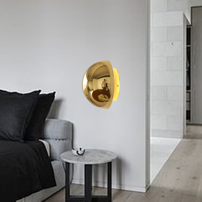 Meteorite Semi-Round Stainless Steel LED Wall Sconce Lamp