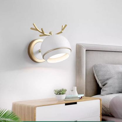 Antler Round Semi-Round Iron 1-Light Wall Sconce Lamp