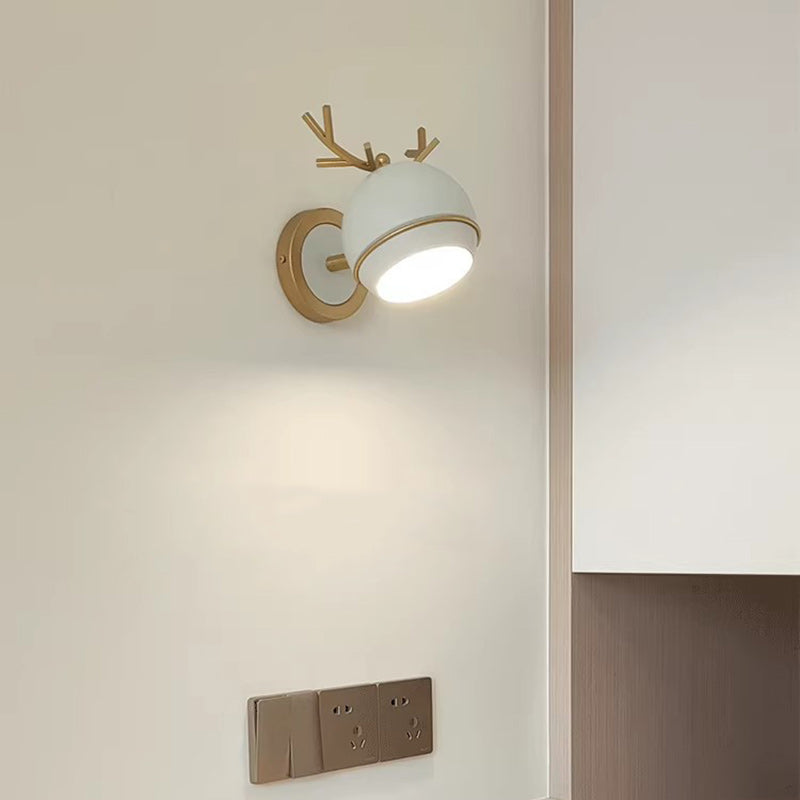 Antler Round Semi-Round Iron 1-Light Wall Sconce Lamp