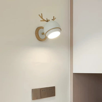 Antler Round Semi-Round Iron 1-Light Wall Sconce Lamp