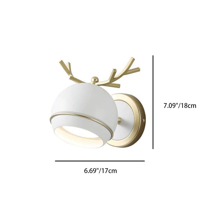 Antler Round Semi-Round Iron 1-Light Wall Sconce Lamp