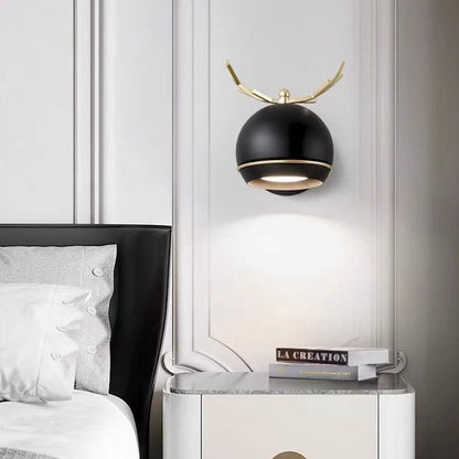 Antler Round Semi-Round Iron 1-Light Wall Sconce Lamp