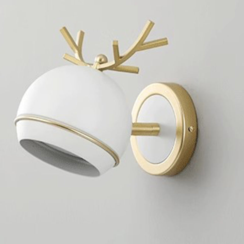 Antler Round Semi-Round Iron 1-Light Wall Sconce Lamp
