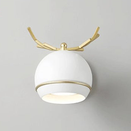 Antler Round Semi-Round Iron 1-Light Wall Sconce Lamp