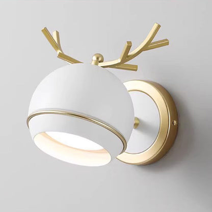 Antler Round Semi-Round Iron 1-Light Wall Sconce Lamp