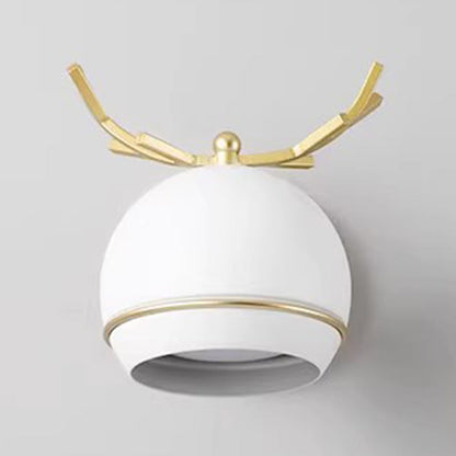 Antler Round Semi-Round Iron 1-Light Wall Sconce Lamp
