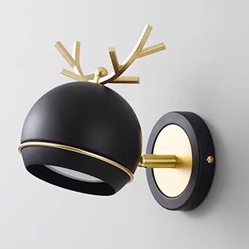 Antler Round Semi-Round Iron 1-Light Wall Sconce Lamp