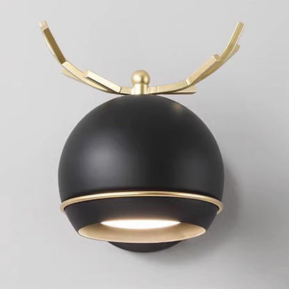 Antler Round Semi-Round Iron 1-Light Wall Sconce Lamp
