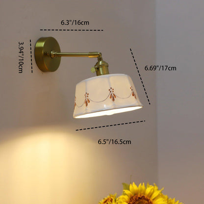 Japanese Round Copper Ceramic 1-Light Wall Sconce Lamp