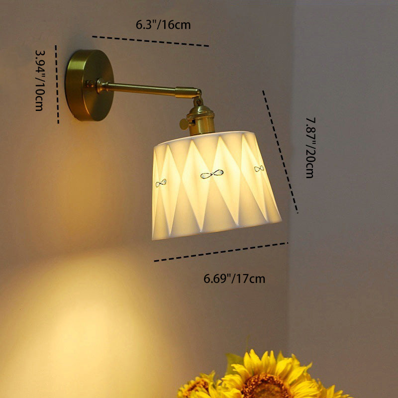 Japanese Round Copper Ceramic 1-Light Wall Sconce Lamp