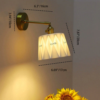 Japanese Round Copper Ceramic 1-Light Wall Sconce Lamp