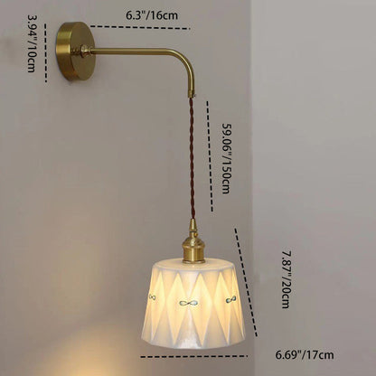 Japanese Round Copper Ceramic 1-Light Wall Sconce Lamp