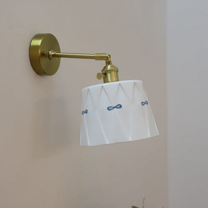 Japanese Round Copper Ceramic 1-Light Wall Sconce Lamp