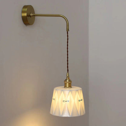 Japanese Round Copper Ceramic 1-Light Wall Sconce Lamp