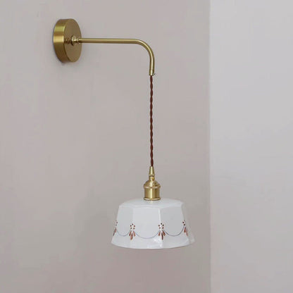 Japanese Round Copper Ceramic 1-Light Wall Sconce Lamp