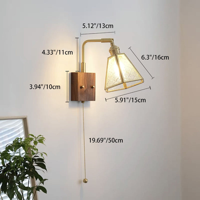 Japanese Prism Copper Glass 1-Light Wall Sconce Lamp
