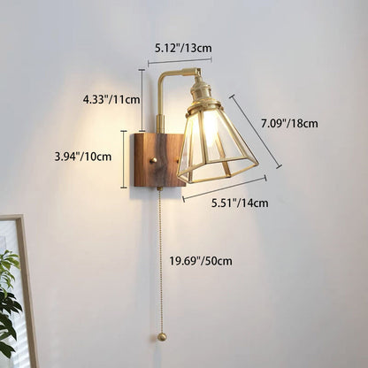 Japanese Prism Copper Glass 1-Light Wall Sconce Lamp