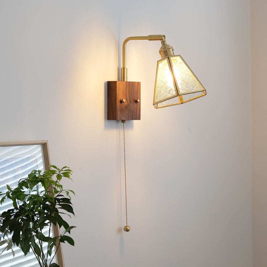 Japanese Prism Copper Glass 1-Light Wall Sconce Lamp