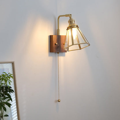 Japanese Prism Copper Glass 1-Light Wall Sconce Lamp