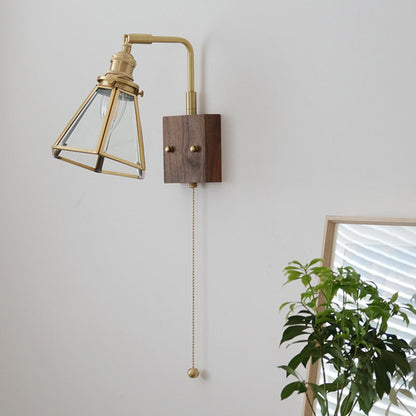Japanese Prism Copper Glass 1-Light Wall Sconce Lamp