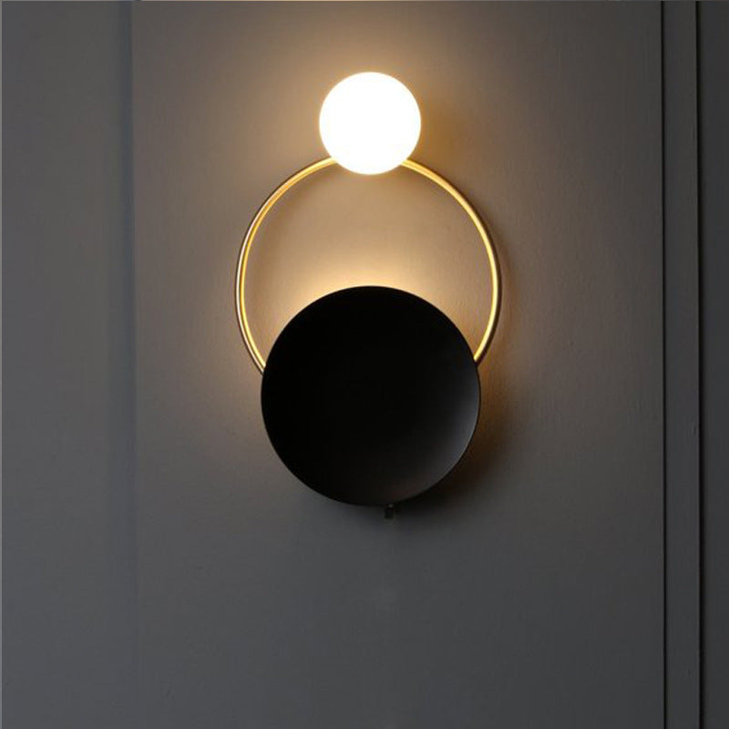 Mid-Century Ring Hardware Glass 2-Light Wall Sconce Lamp