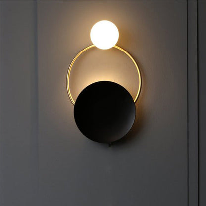 Mid-Century Ring Hardware Glass 2-Light Wall Sconce Lamp