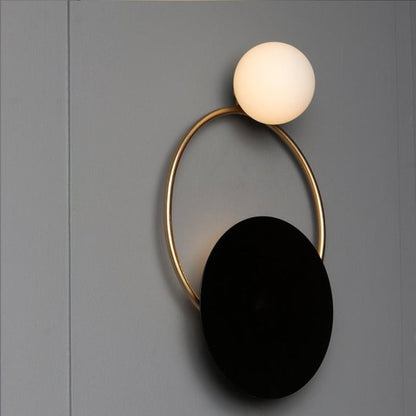 Mid-Century Ring Hardware Glass 2-Light Wall Sconce Lamp