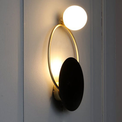 Mid-Century Ring Hardware Glass 2-Light Wall Sconce Lamp