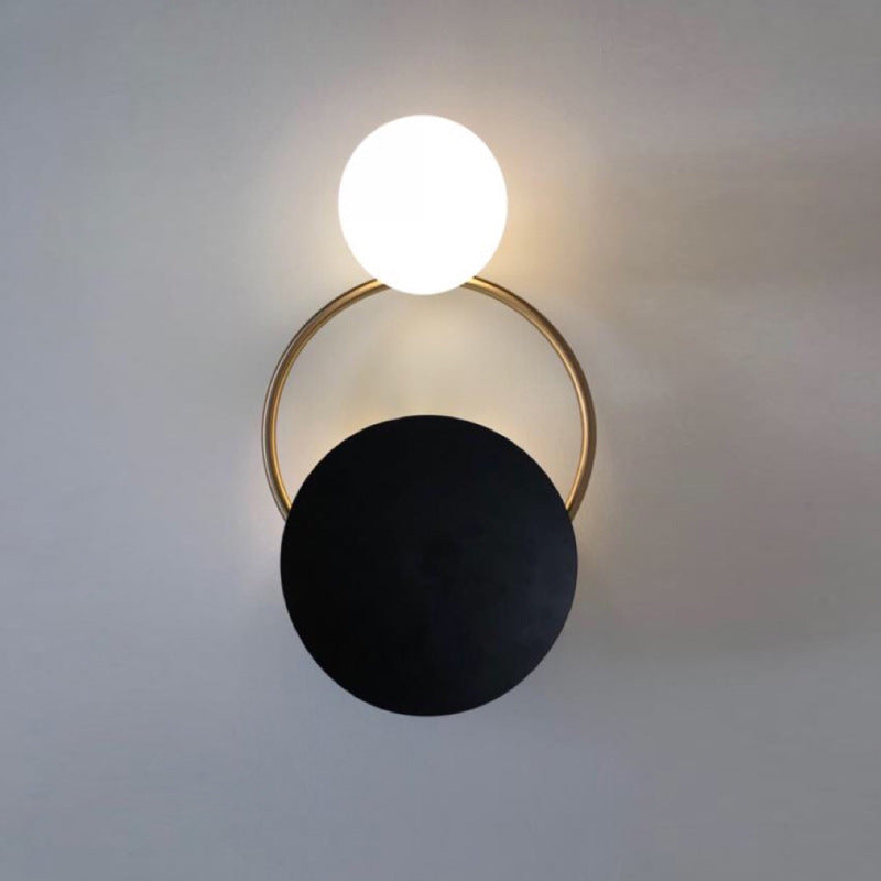 Mid-Century Ring Hardware Glass 2-Light Wall Sconce Lamp