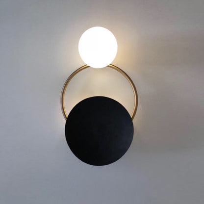 Mid-Century Ring Hardware Glass 2-Light Wall Sconce Lamp