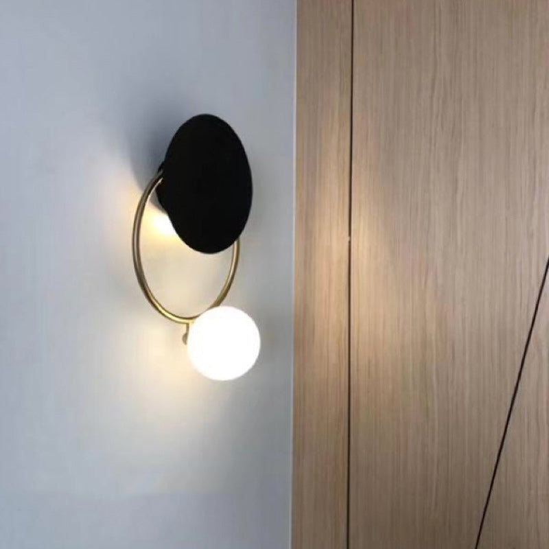 Mid-Century Ring Hardware Glass 2-Light Wall Sconce Lamp