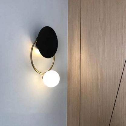 Mid-Century Ring Hardware Glass 2-Light Wall Sconce Lamp