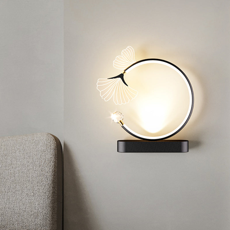 Round Flower Iron Aluminum Acrylic LED Wall Sconce Lamp