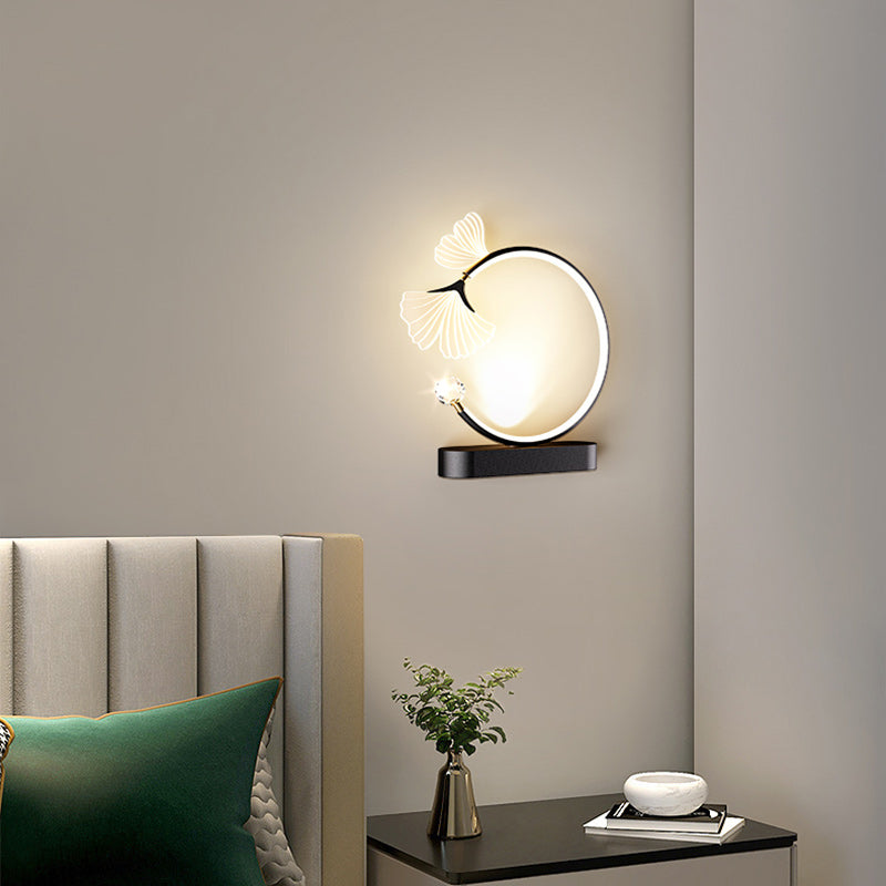 Round Flower Iron Aluminum Acrylic LED Wall Sconce Lamp