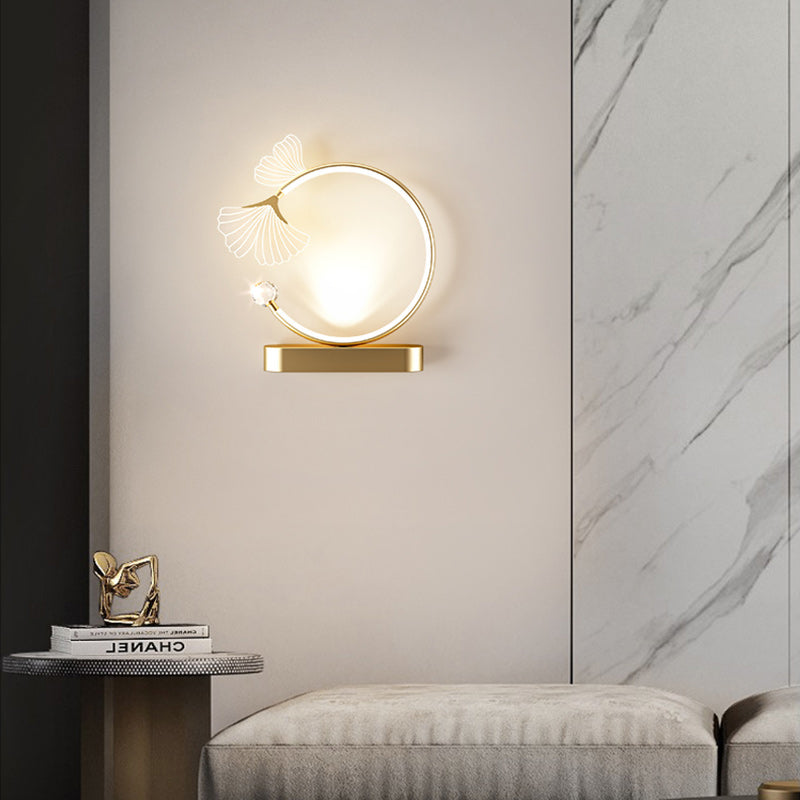 Round Flower Iron Aluminum Acrylic LED Wall Sconce Lamp