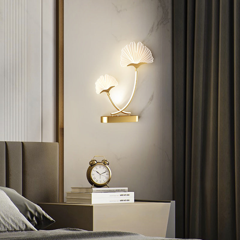 Double Flower Iron Aluminum Acrylic LED Wall Sconce Lamp