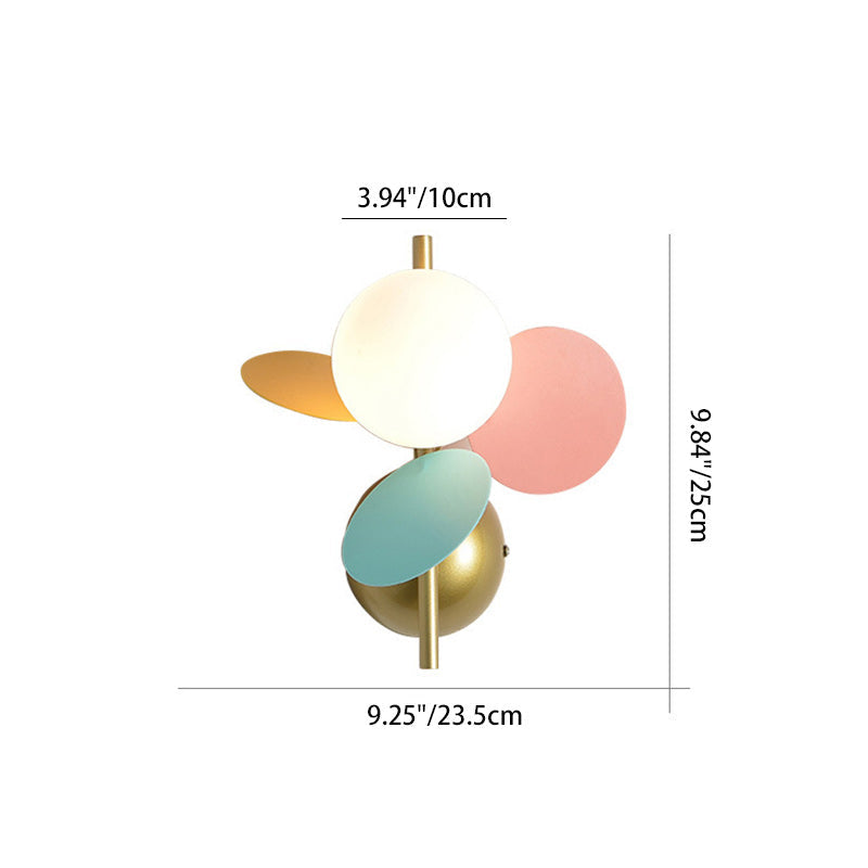 Kids Macaron Round Iron PVC Glass 1-Light Wall Sconce Lamp