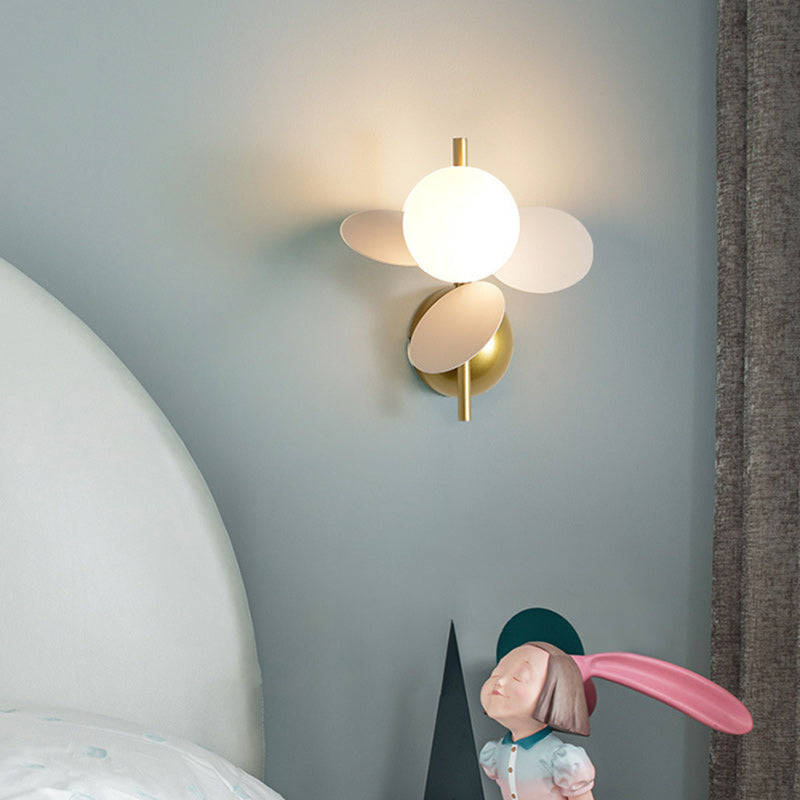 Kids Macaron Round Iron PVC Glass 1-Light Wall Sconce Lamp