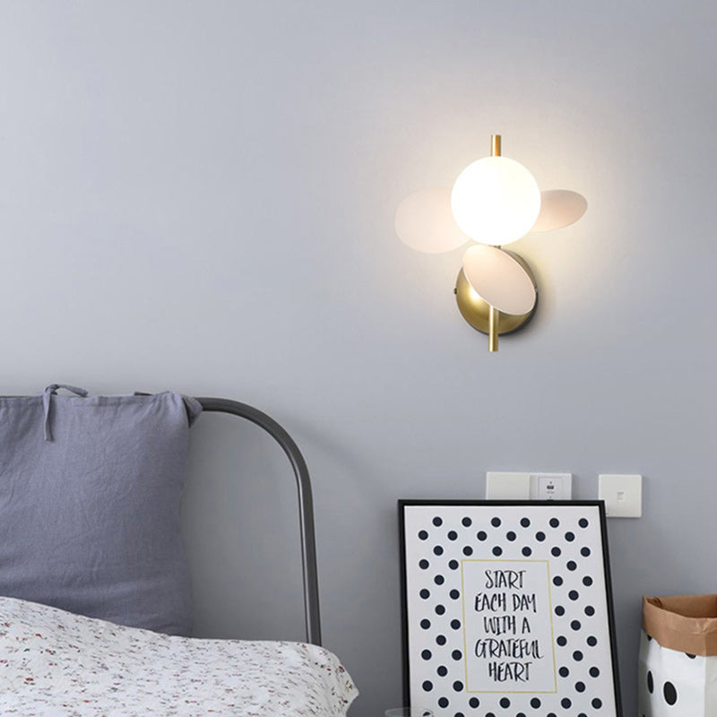 Kids Macaron Round Iron PVC Glass 1-Light Wall Sconce Lamp