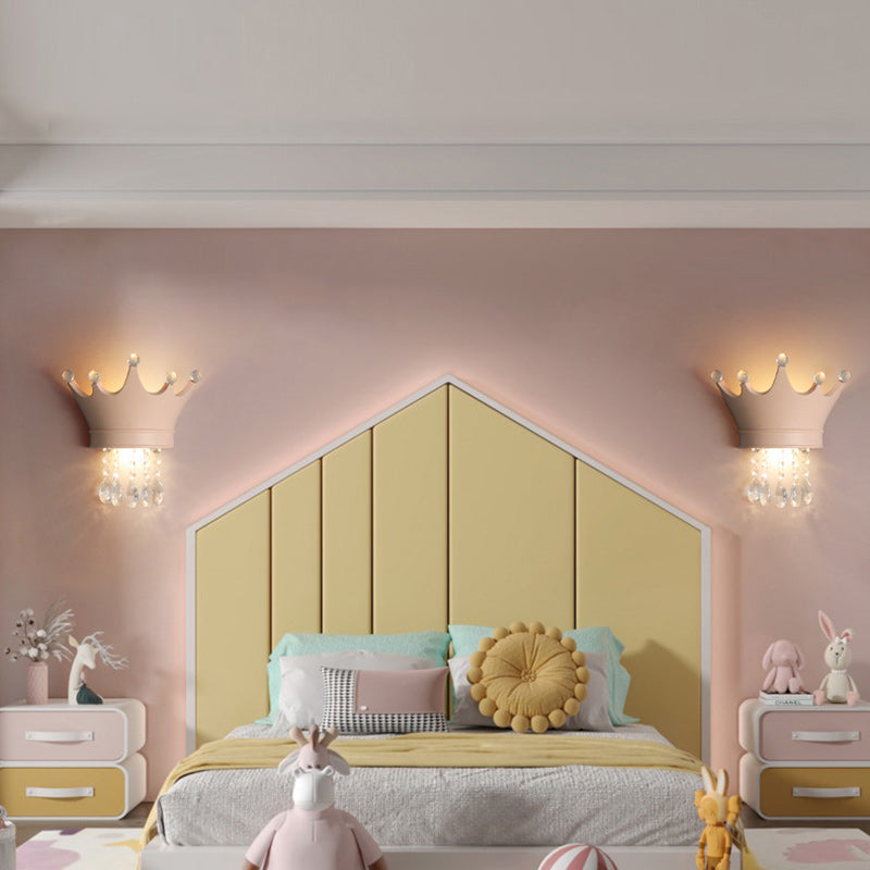 Kids Semicircle Resin Crystal 2-Light Wall Sconce Lamp