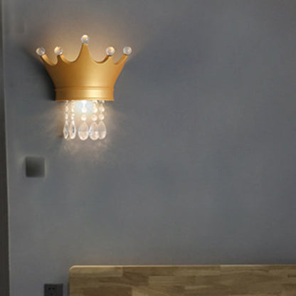 Kids Semicircle Resin Crystal 2-Light Wall Sconce Lamp