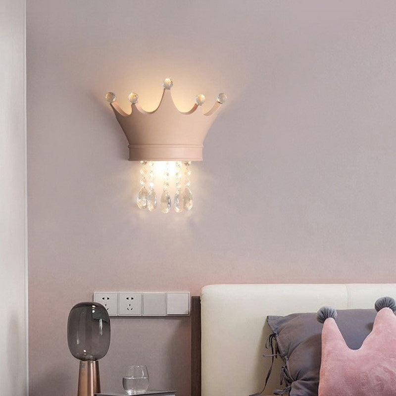 Kids Semicircle Resin Crystal 2-Light Wall Sconce Lamp