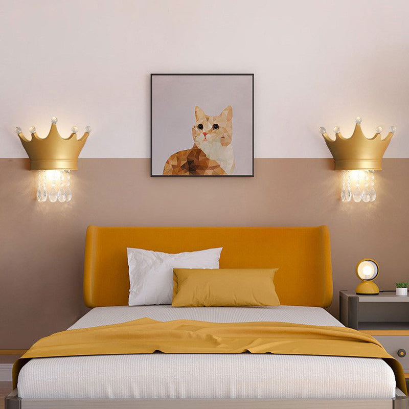 Kids Semicircle Resin Crystal 2-Light Wall Sconce Lamp