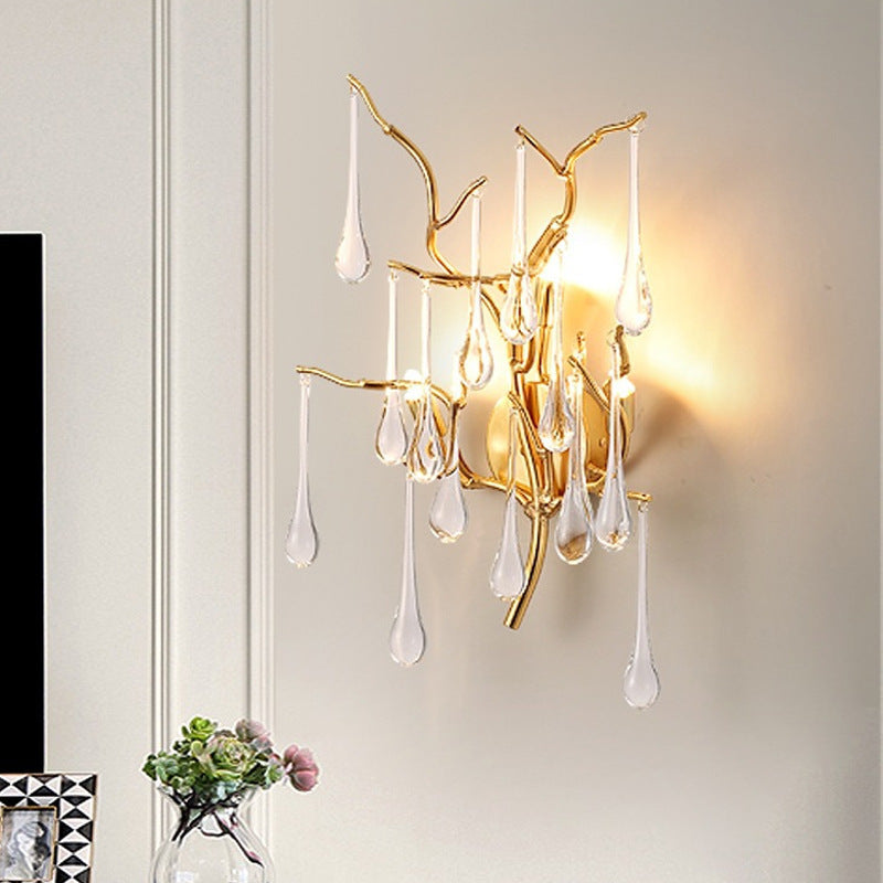 Deco Water Drops Aluminum Glass 3-Light Wall Sconce Lamp