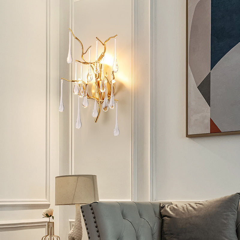 Deco Water Drops Aluminum Glass 3-Light Wall Sconce Lamp