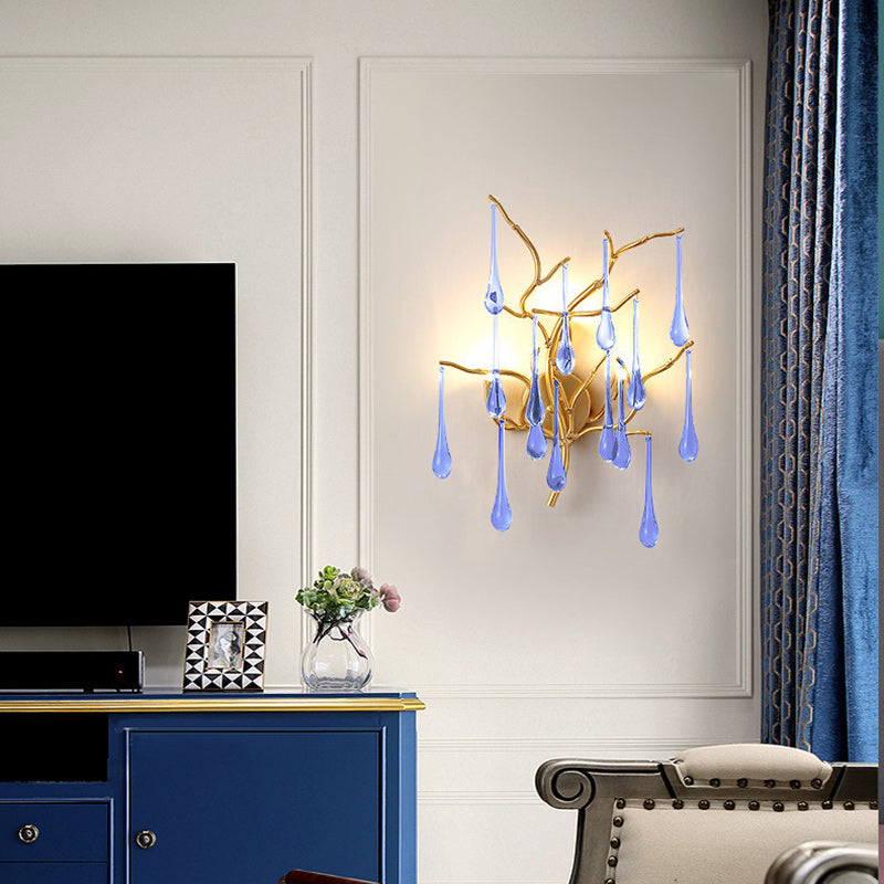 Deco Water Drops Aluminum Glass 3-Light Wall Sconce Lamp