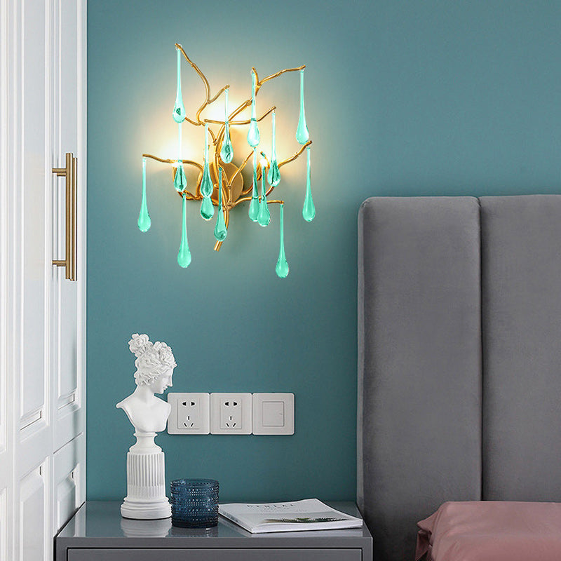 Deco Water Drops Aluminum Glass 3-Light Wall Sconce Lamp