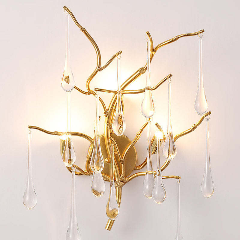 Deco Water Drops Aluminum Glass 3-Light Wall Sconce Lamp